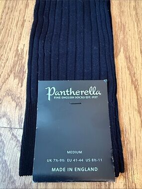 NWT Pantherella Dress Socks Black Made In England Size Medium 8.5-11